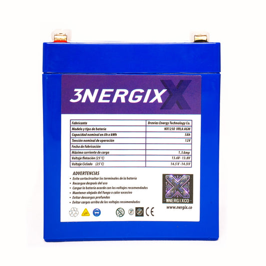 Batería Sellada VRLA AGM Nergix 12V 5Ah NX1250