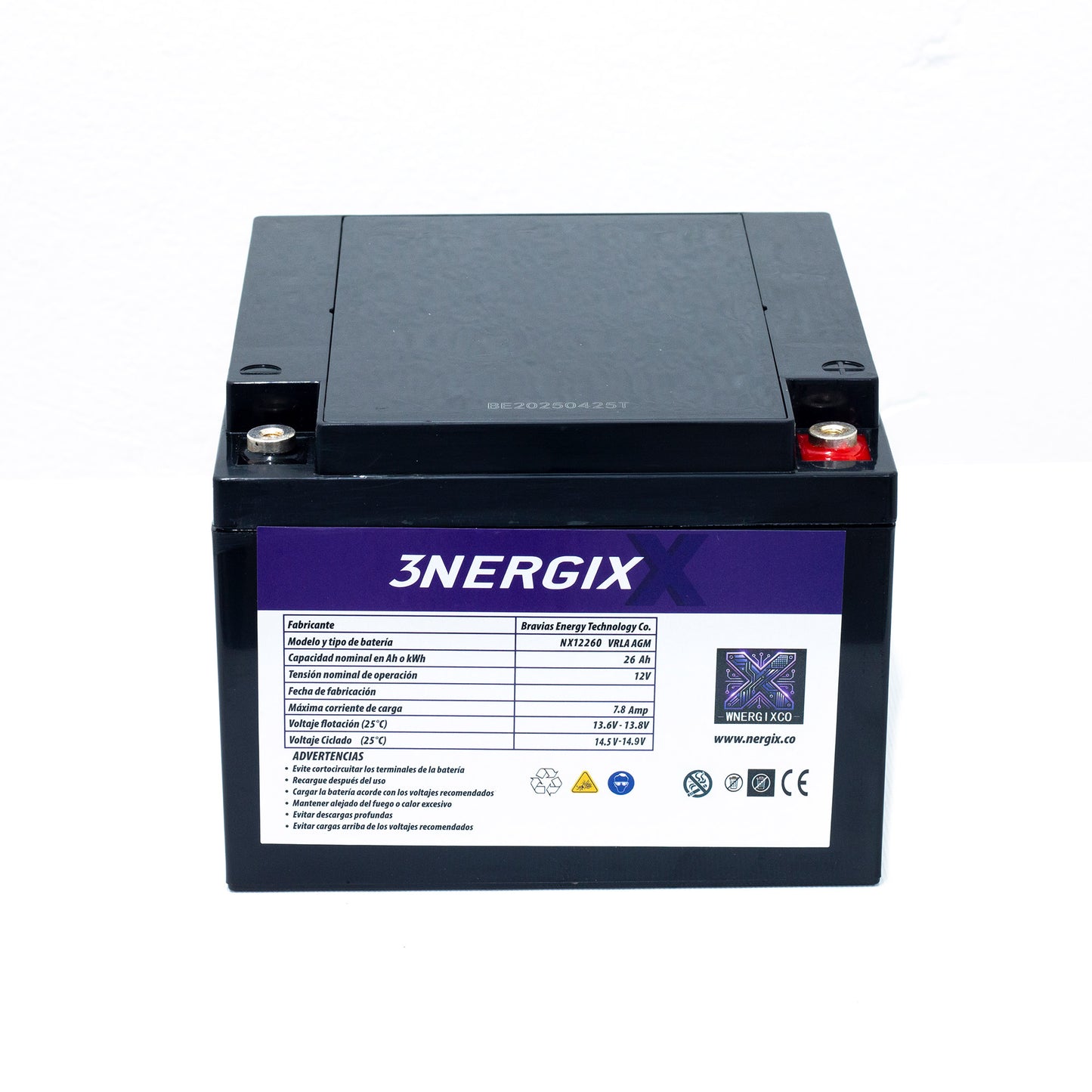 Batería Sellada VRLA AGM Nergix 12V 26Ah NX12260