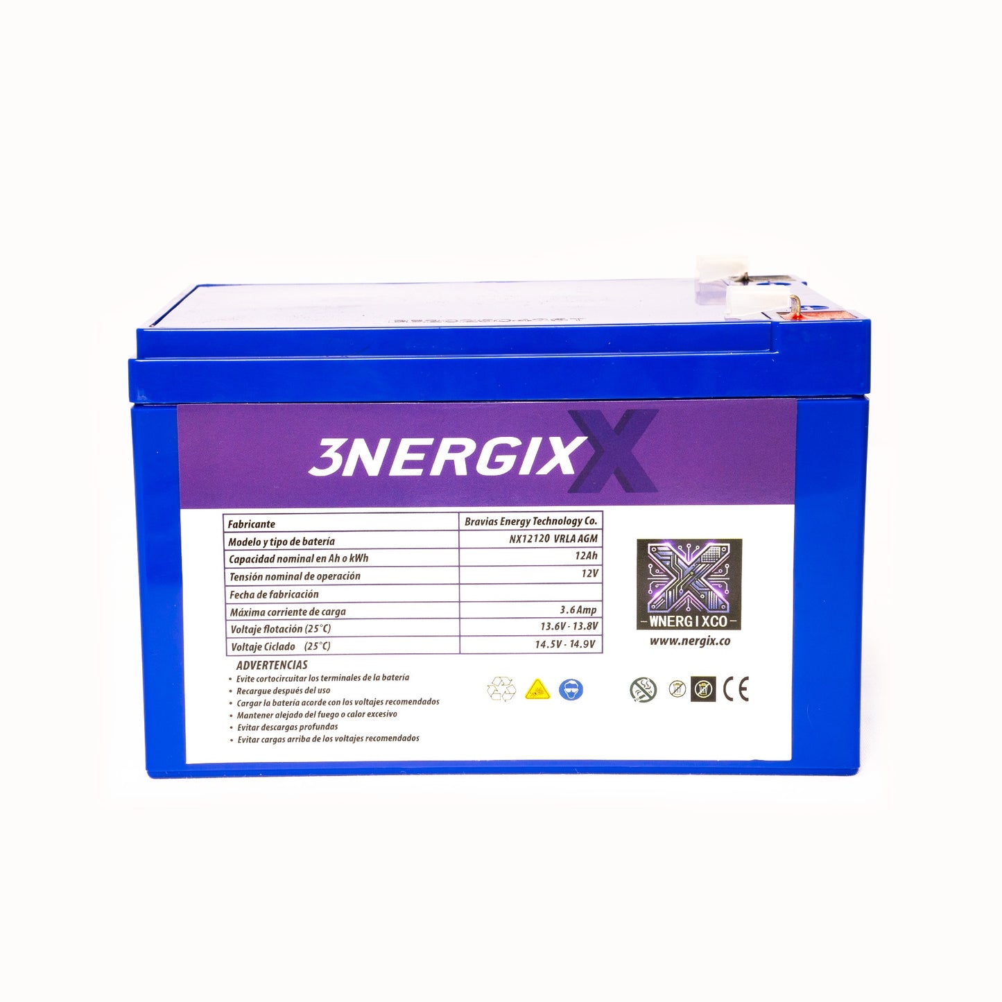 Batería Sellada VRLA AGM Nergix 12V 12Ah NX12120
