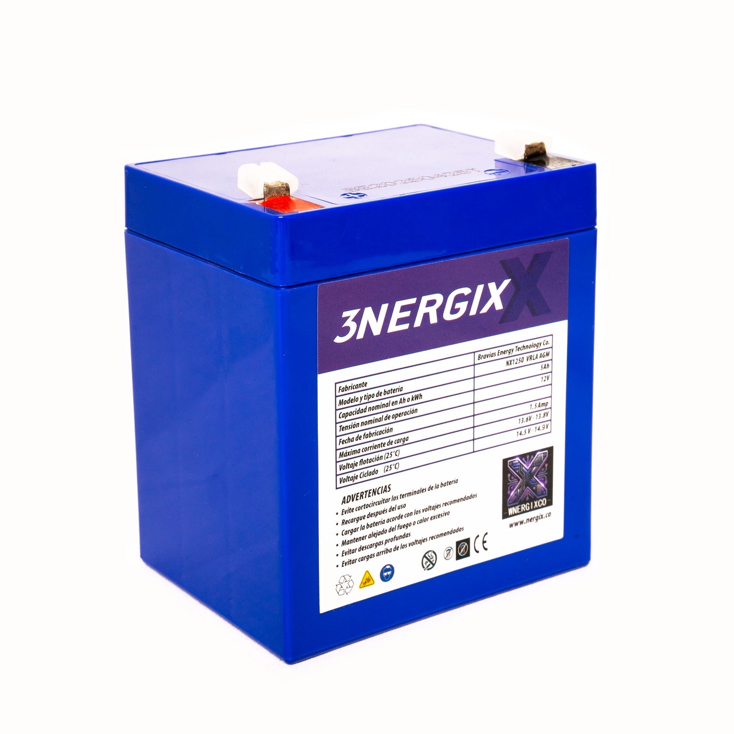 Batería Sellada VRLA AGM Nergix 12V 5Ah NX1250