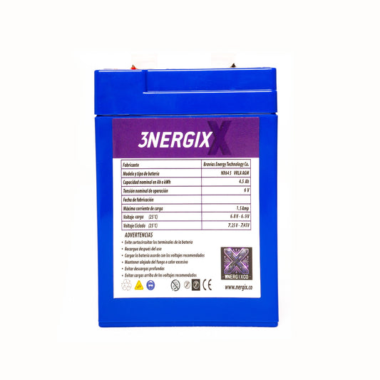 Batería Sellada VRLA AGM Nergix 6V 4.5Ah NX645