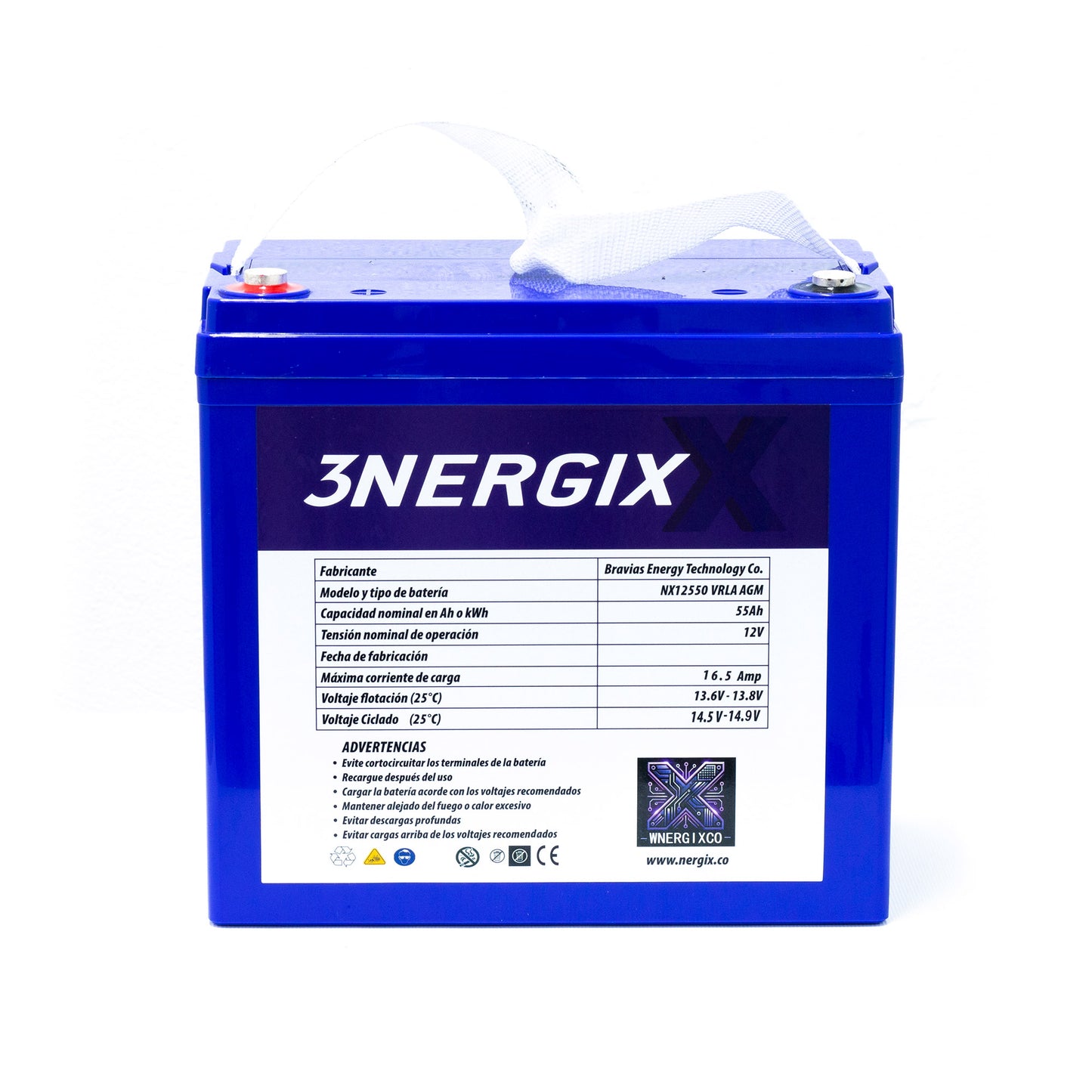 Batería Sellada VRLA AGM Nergix 12V 55Ah NX12550