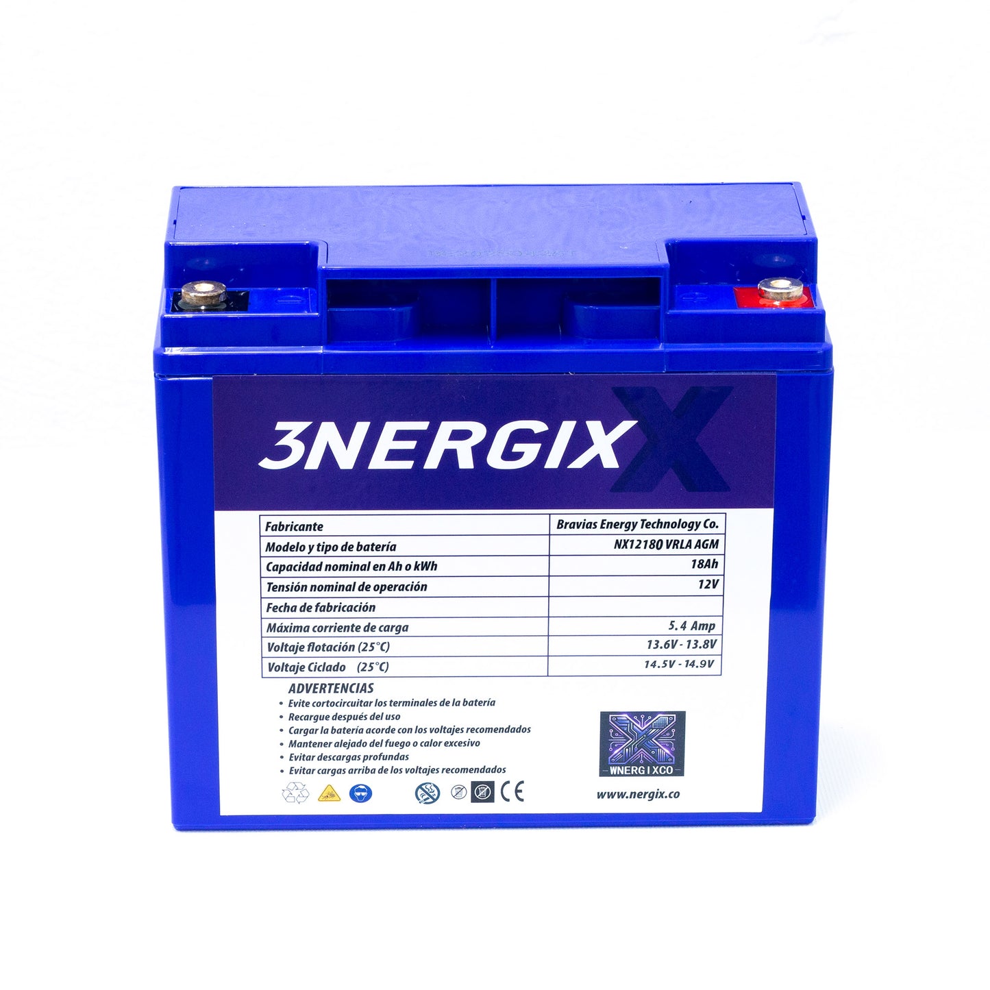 Batería Sellada VRLA AGM Nergix 12V 18Ah NX12180