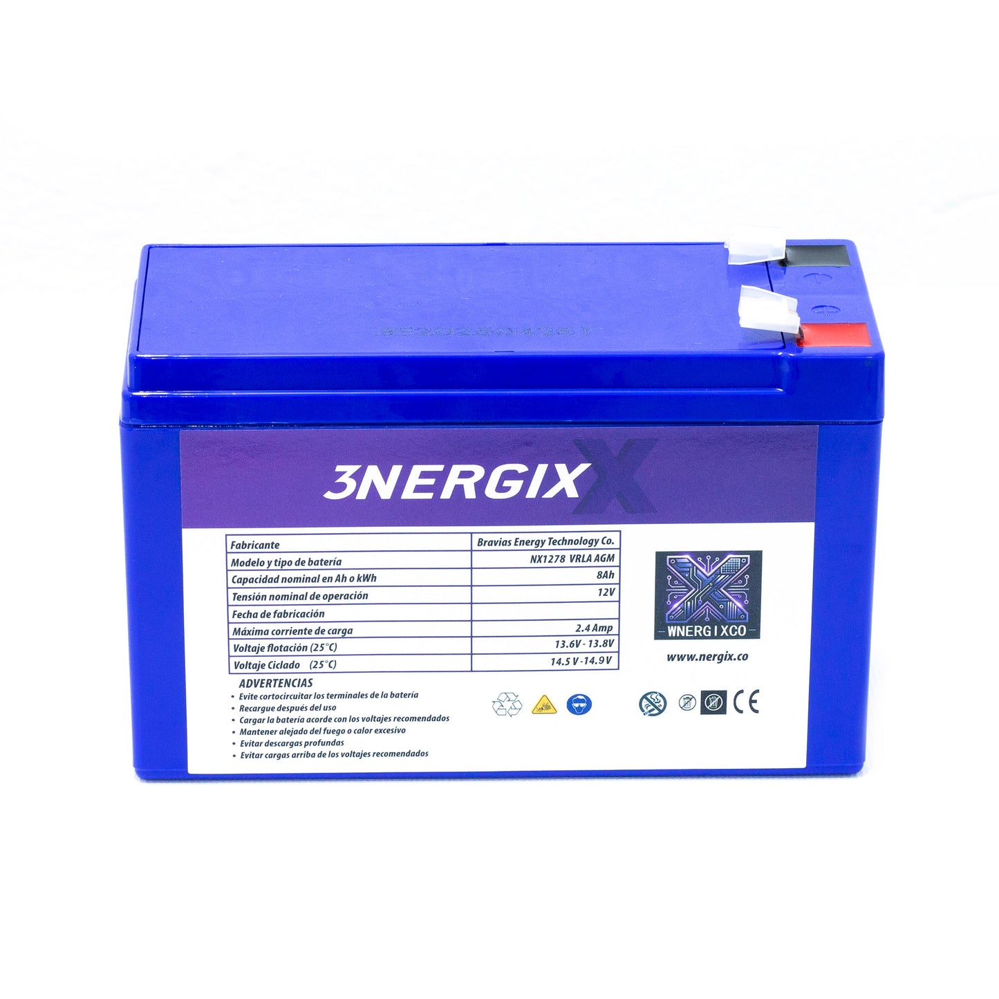 Batería Sellada VRLA AGM Nergix 12V 8Ah NX1278