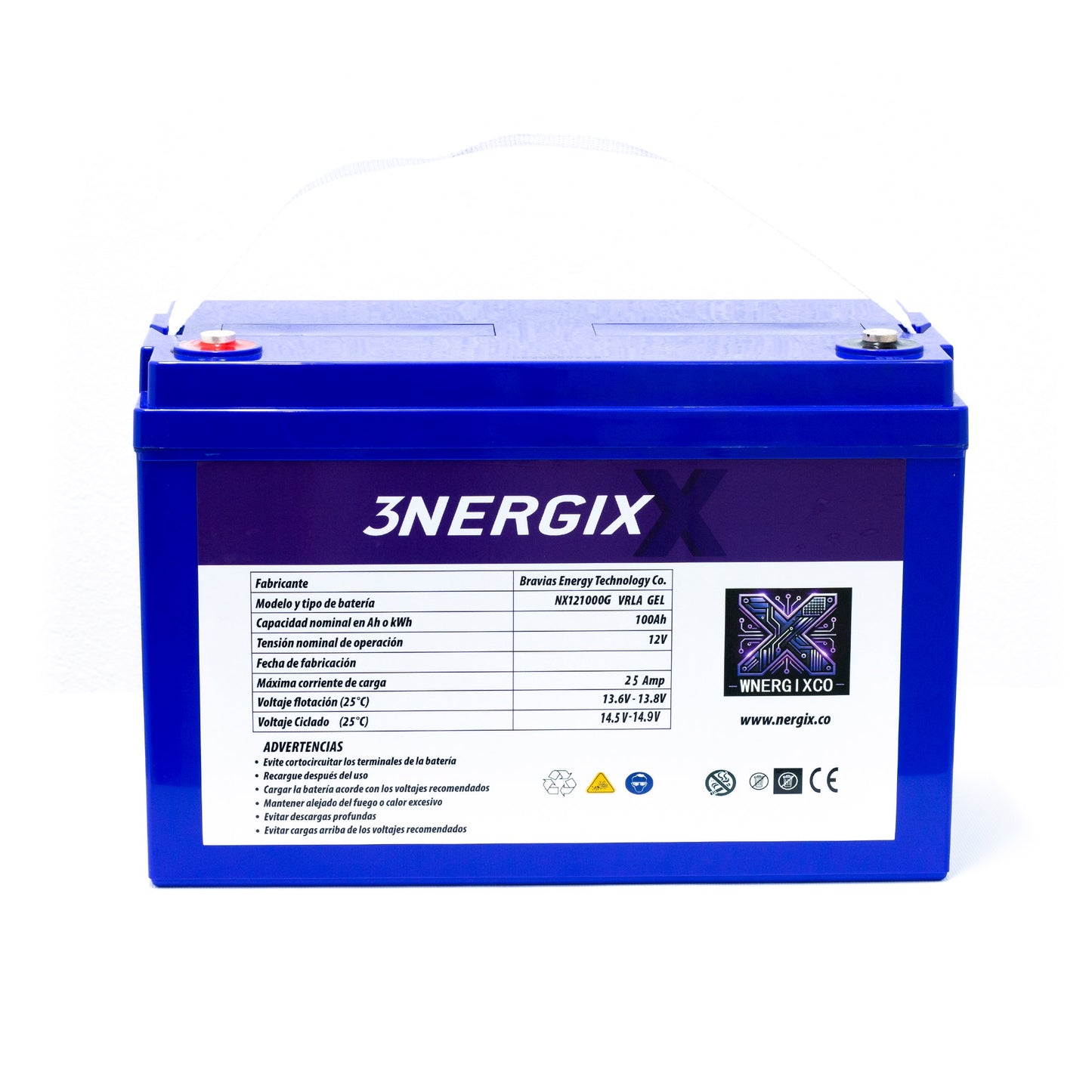 Batería Sellada VRLA GEL Nergix 12V 100Ah NX121000G